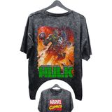 Unisex V2 Hulk Ex Baskılı Yıkamalı Tişört, Oversize Marvel Comics Baskılı Vintage T-Shirt - XL - Siyah