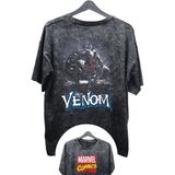 Unisex V3 Venom Ex2 Baskılı Yıkamalı Tişört, Oversize Marvel Comics Baskılı Eskitme T-Shirt - 4XL - Siyah