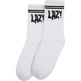 Unisex Vegan Beyaz Çorap - Lazy Tasarım - Standart - Çok Renkli
