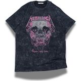 Unisex Wherever I May Roam Yazılı Yıkamalı T-Shirt,oversize Rock Band Metallica Temalı Retro Tişört - Siyah - 4XL