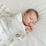 Unisex Yenidoğan Bebek%100 Pamuklu Desenli Çok Amaçlı Müslin Battaniye