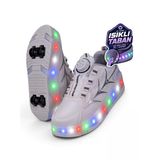 Unisex Yetişkin Çocuk Spor Ayakkabı Akıllı Bağcıklı Çıkarılabilen Patenli Işıklı Sneaker 003