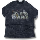 Unisex Yıldız Savaşları Karakterler Baskılı Yıkamalı T-Shirt,oversize Star Wars Temalı Retro Tişört - Siyah - 2XL