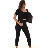 Unisex Zayıflama Incelme Yağ Yakma Spor Kıyafeti Tayt Ve Fermuarlı Takım (SİYAH, 4XL)