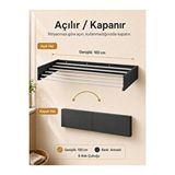 Unisoft Belize 100 Cm Design Kurutmalık Çamaşır Askısı Duvara Monte Katlanabilir Çamaşırlık Antrasit GRİ