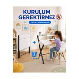 Unisoft Bodo Metal Ayaklı Laptop Masası Katlanır Çalışma Masası Raflı Masa Katlanır Laptop Sehpası Siyah Beyaz