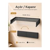 Unisoft Çamaşır Kurutma Askısı Katlanır Duvara Monte Balkon Banyo Askılık Duvar Tipi Yer Tasarruflu Çamaşırlık 120 cm Belize Antrasit