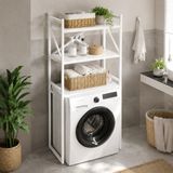 Unisoft Çamaşır Makinesi Üstü Düzenleyici Raf Banyo Rafı Mutfak Rafı Deterjanlık Havlu Rafı Kiler Erzak Çok Amaçlı Metal Organizer Braga Beyaz Beyaz