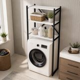 Unisoft Çamaşır Makinesi Üstü Düzenleyici Raf Banyo Rafı Mutfak Rafı Deterjanlık Havlu Rafı Kiler Erzak Çok Amaçlı Metal Organizer Braga Beyaz Siyah - Beyaz - Siyah