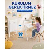 Unisoft Dobo Metal Ayaklı Laptop Masası Katlanır Çocuk Çalışma Masası Raflı Masa Katlanır Laptop Sehpası Beyaz Beyaz