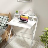 Unisoft Katlanır Çalışma Masası Raflı Laptop Masası Bilgisayar Masası Küçük Çalışma Masası Çocuk Öğrenci Ders Masası Dobo - Beyaz