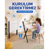 Unisoft Katlanır Çalışma Masası Raflı Laptop Masası Bilgisayar Masası Küçük Çalışma Masası Çocuk Öğrenci Ders Masası Dobo - Siyah - Beyaz