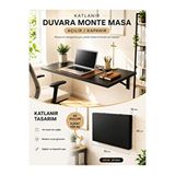 Unisoft Katlanır Duvar Masası Duvara Monte Mutfak Masası Çalışma Masası Balkon Hobi Masası Açılır Kapanır Astana Siyah