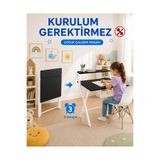 Unisoft Metal Ayaklı Laptop Masası Katlanır Çalışma Masası Raflı Masa Katlanır Laptop Sehpası Dobo Siyah Beyaz