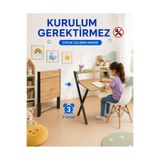 Unisoft Metal Ayaklı Laptop Masası Katlanır Çalışma Masası Raflı Masa Katlanır Laptop Sehpası Dobo Siyah Çam