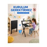 Unisoft Metal Ayaklı Laptop Masası Katlanır Çalışma Masası Raflı Masa Katlanır Laptop Sehpası Dobo Siyah Siyah
