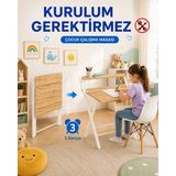 Unisoft Metal Ayaklı Laptop Masası Katlanır Çocuk Çalışma Masası Raflı Masa Katlanır Laptop Sehpası Dobo Beyaz Çam - Beyaz - Atlantik Çam