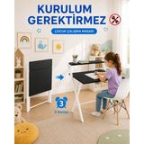 Unisoft Metal Ayaklı Laptop Masası Katlanır Çocuk Çalışma Masası Raflı Masa Katlanır Laptop Sehpası Dobo Siyah Beyaz - Siyah - Beyaz