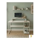 Unisoft Raflı Çalışma Masası Bilgisayar Masası Laptop Masası Öğrenci Ders Ofis Home Office Metal Ayaklı Geniş Kitaplıklı Vienna 60x120 Cm Beyaz - Beyaz