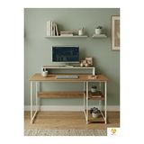 Unisoft Raflı Çalışma Masası Bilgisayar Masası Laptop Masası Öğrenci Ders Ofis Home Office Metal Ayaklı Geniş Kitaplıklı Vienna 60x120 Cm Beyaz - Çam