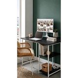 Unisoft Raflı Çalışma Masası Bilgisayar Masası Laptop Masası Öğrenci Ders Ofis Home Office Metal Ayaklı Geniş Kitaplıklı Vienna 60x120 Cm Beyaz-siyah