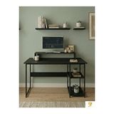 Unisoft Raflı Çalışma Masası Bilgisayar Masası Laptop Masası Öğrenci Ders Ofis Home Office Metal Ayaklı Geniş Kitaplıklı Vienna 60x120 Cm Siyah- Siyah Çok Renkli