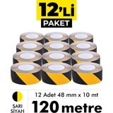 UniTape Sarı Siyah Merdiven/Zemin Kaydırmaz Bant 48 mm x 10 mt 12’li Paket