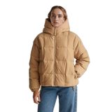 United Colors of Benetton Açık Kahverengi Kuş Tüyü Kapüşonlu Şişme Mont, xs, 125A22T6DN086, Açık Kahverengi, Kadın