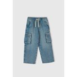 United Colors Of Benetton Açık Mavi Erkek Ek_arkası Logo Detaylı Yan Cepli Büzgü Ipli Denim Pantolon Model Kodu: 4KEHGF02NAÇIK Mavi - 5 - 6 Yaş