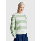 United Colors of Benetton Açık Yeşil Pamuk Karışımlı Göğsü Logo Baskılı Renk Bloklu Sweatshirt, s, 125A3Y04D10AM, Açık Yeşil, kadın