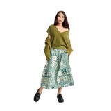 United Colors of Benetton Açık Yeşil%100 Pamuk Desenli Beli Lastikli Cepli Poplin Etek, xs, 125A40H2D005F, Açık Yeşil, Kadın