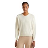 United Colors of Benetton Bayan Maglia G/C M/L 1002d10bg kazak (tekli paket), Beyaz, S