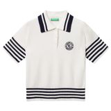 United Colors of Benetton Bayan Maglia Polo M/M 1294e301d Polo Kazak, Beyaz, XS