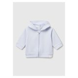 United Colors of Benetton Bebek Açık Mavi Logo Etiketli Fermuarlı Kulaklı Kapüşonlu Sweatshirt