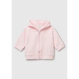 United Colors Of Benetton Bebek Pembe Logo Etiketli Fermuarlı Kulaklı Kapüşonlu Sweatshirt - 9 - 12 Ay