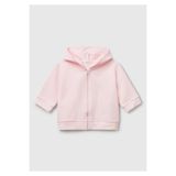 United Colors of Benetton Bebek Pembe Logo Etiketli Fermuarlı Kulaklı Kapüşonlu Sweatshirt