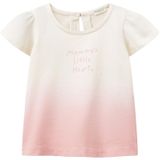 United Colors of Benetton Bebek Pembe Renk Geçişli Önü Baskılı Kolu Fırfırlı Bisiklet Yaka T-Shirt