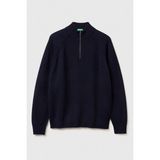 United Colors Of Benetton Bej Erkek ERK_%100 Yün Fermuar Detaylı Dik Yaka Kazak Model Kodu: ( 1006U202B3C1) - 2XL