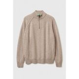 United Colors Of Benetton Bej Erkek ERK_%100 Yün Fermuar Detaylı Dik Yaka Kazak Model Kodu: ( 1006U202B530) - 2XL