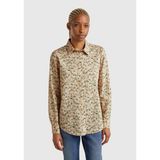 United Colors Of Benetton Bej-Yeşil Kadın / Kız KDN_%100 Pamuk Desenli Manşetli Regular Fit Müslin Gömlek Model Kodu: ( 5Q6SDQ0AY65W) - XS - Renkli