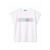 United Colors of Benetton Benetton Kız Çocuk Taşlı Yuvarlak Yaka Tişört 6-14 Yaş BEYAZ