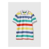 United Colors of Benetton Beyaz - Çok Renkli Erkek Çocuk Çizgili Polo T-Shirt 37JJC3023