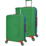 United Colors of Benetton BNT600 Polikarbon Kırılmaz Yeşil Büyük Boy ve Orta Boy 2'li Valiz Seti