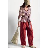 United Colors Of Benetton Bordo Kadın / Kız KDN_%100 Viskoz Kuşaklı Desenli Gömlek Model Kodu: 5HUUDQ0CXBORDO - XS