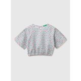 United Colors of Benetton Çok Renkli Kız Çocuk Baskılı Bluz 5NVDCQ04S, 7-8 Yaş, 5003359907, Beyaz, Kız çocuk