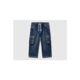 United Colors of Benetton Erkek Bebek Koyu Mavi Arkası Logo Detaylı Yan Cepli Büzgü İpli Denim Pantolon