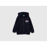United Colors Of Benetton Erkek Bebek Lacivert Baskılı Fermuarlı Kapüşonlu Relaxed Fit Sweatshirt