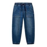United Colors of Benetton Erkek Çocuk Açık Denim Logo Detaylı Büzgü İpli Denim Jogger Pantolon