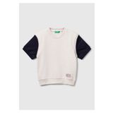 United Colors of Benetton Erkek Çocuk Açık Gri Melanj Logo Baskılı Yelek Efektli Kısa Kollu Sweatshirt