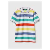 United Colors of Benetton Erkek Çocuk Açık Mix Çizgili Logo Nakışlı Polo Yaka Çocuk T-Shirt
